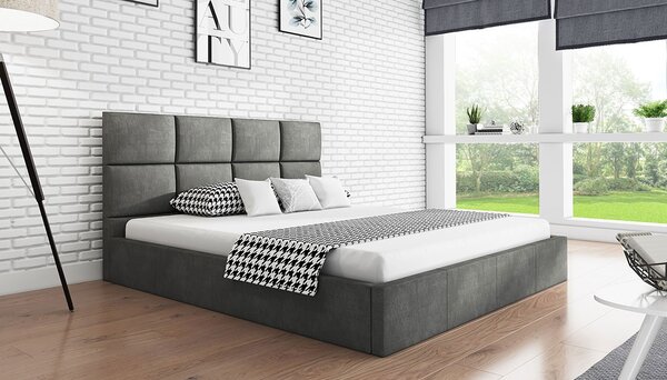 Čalúnená manželská posteľ CAROLE - 140x200, šedá