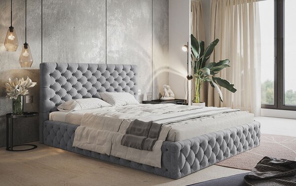 Čalúnená manželská posteľ KESIA - 180x200, svetlo šedá