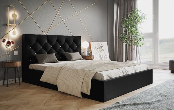 Čalúnená jednolôžková posteľ HANELE - 120x200, čierna