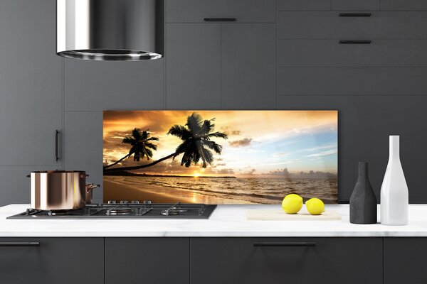 Sklenený obklad Do kuchyne Palma stromy pláž krajina 125x50 cm