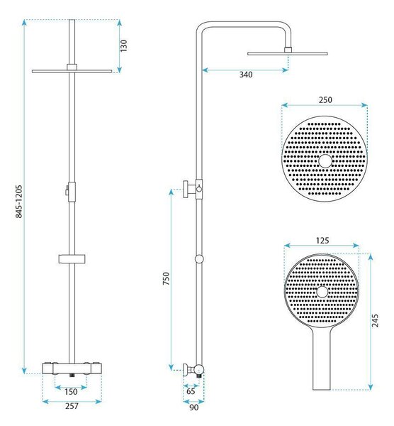 Rea Lungo, sprchový set s termostatom, chrómová, Rea-P6735