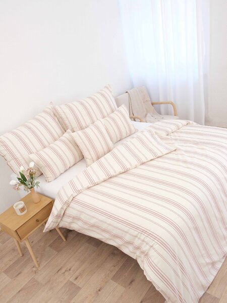 Bavlnené obliečky Natural - Prúžky červené