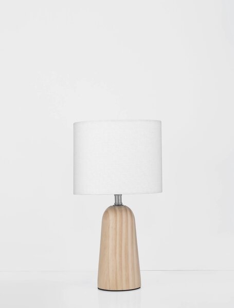 LED dreveno-biela stolná lampa Oby