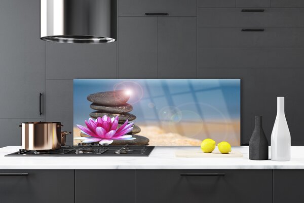 Sklenený obklad Do kuchyne Kamene kvet umenie 125x50 cm