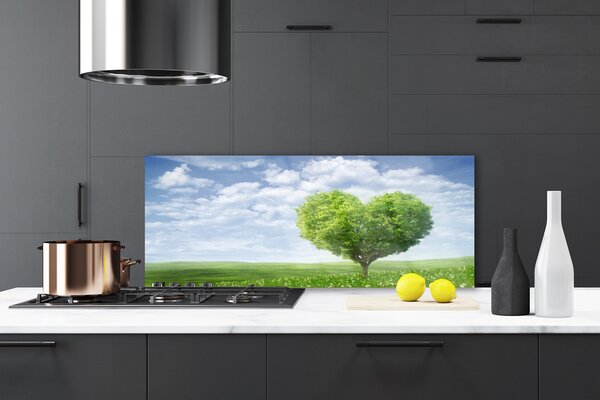 Sklenený obklad Do kuchyne Strom srdce príroda 125x50 cm