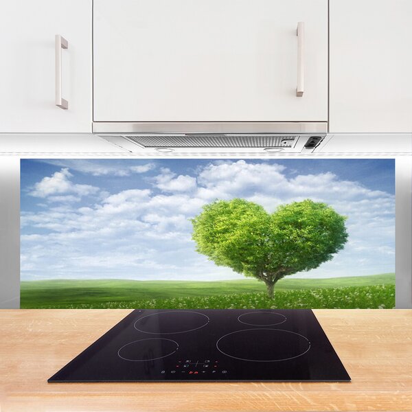 Sklenený obklad Do kuchyne Strom srdce príroda 125x50 cm