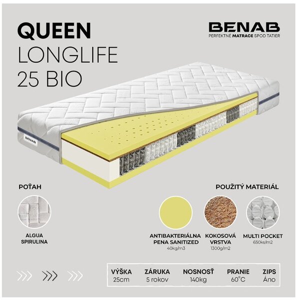Matrac Benab Queen Longlife 25 Bio 195x80 cm
