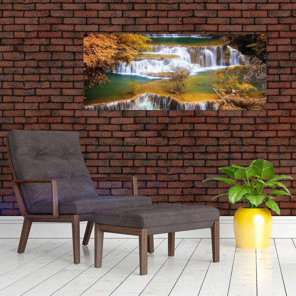 Obraz - Vodopády Huay Mae Khamin, Thajsko (120x50 cm)