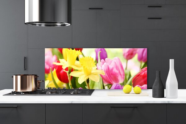 Sklenený obklad Do kuchyne Kvety rastlina príroda 125x50 cm