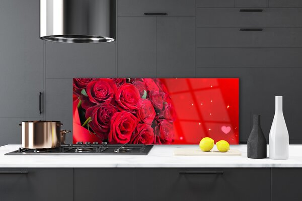 Sklenený obklad Do kuchyne Ruže kvety rastlina 125x50 cm
