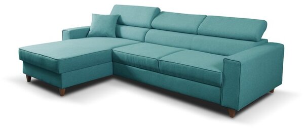 Furniture Sobczak Rohová rozkladacia sedacia súprava Nici - Modrá - Levá