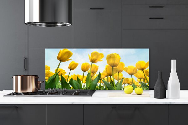Sklenený obklad Do kuchyne Tulipány kvety rastlina 125x50 cm