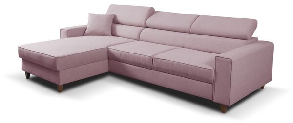 Furniture Sobczak Rohová rozkladacia sedacia súprava Nici - Růžová - Levá
