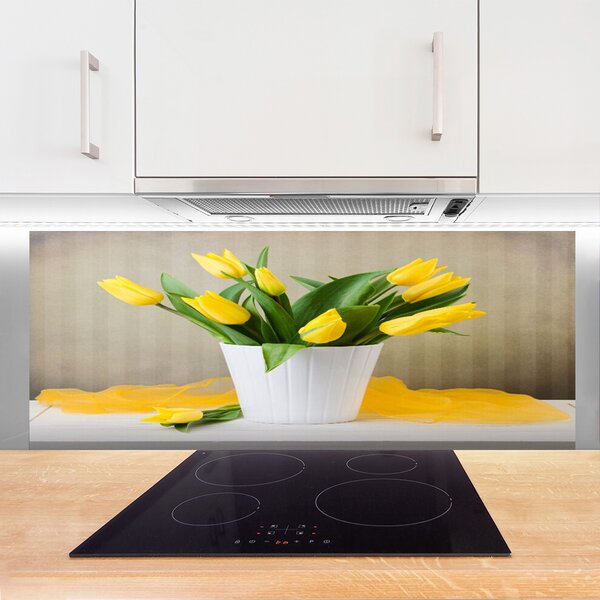 Sklenený obklad Do kuchyne Tulipány kvety rastlina 125x50 cm