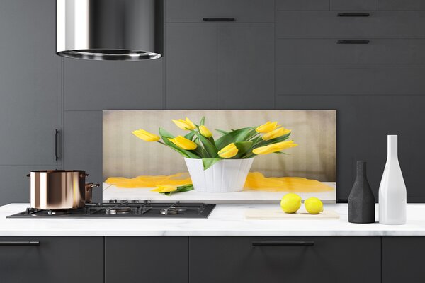 Sklenený obklad Do kuchyne Tulipány kvety rastlina 125x50 cm