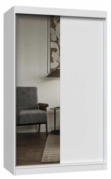 Šatníková skriňa 120 cm so zrkadlom RANNO 7 - biela