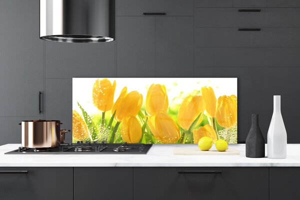 Sklenený obklad Do kuchyne Tulipány kvety rastlina 125x50 cm