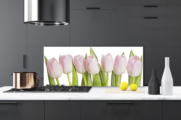 Sklenený obklad Do kuchyne Tulipány kvety rastlina 125x50 cm