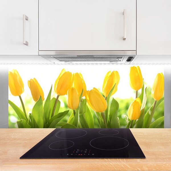 Sklenený obklad Do kuchyne Tulipány kvety rastlina 125x50 cm