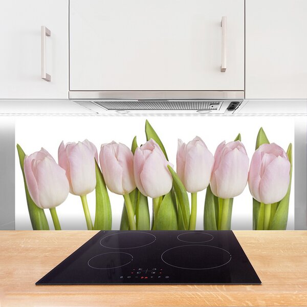 Sklenený obklad Do kuchyne Tulipány kvety rastlina 125x50 cm
