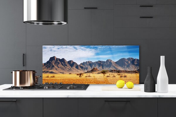 Sklenený obklad Do kuchyne Púšť hory príroda 125x50 cm