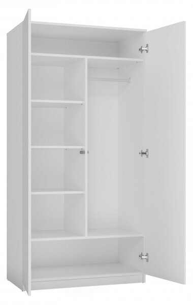 Dvojdverová šatníková skriňa 90 cm TAUNO - biela