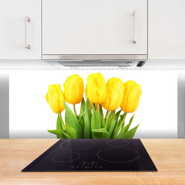 Sklenený obklad Do kuchyne Tulipány kvety rastlina 125x50 cm