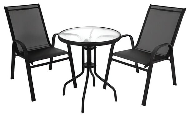 Gardlov 27568 Balkonový set stůl + 2 židle, černý