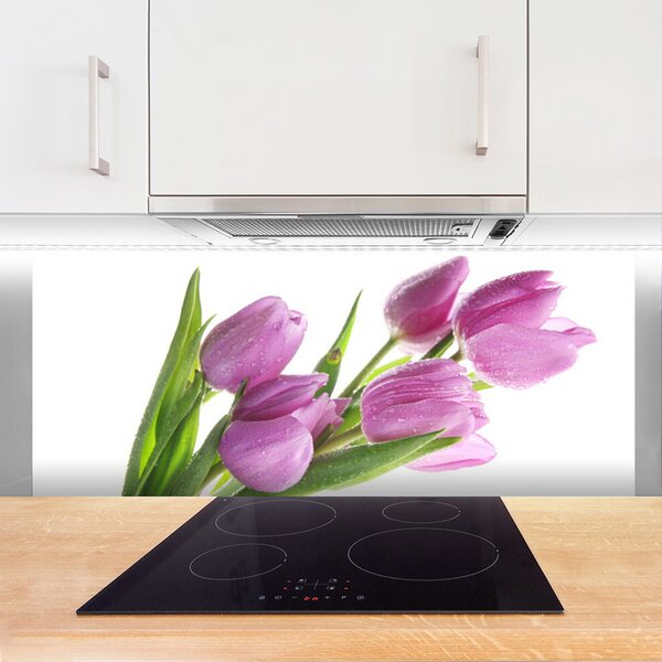Sklenený obklad Do kuchyne Tulipány kvety rastlina 125x50 cm