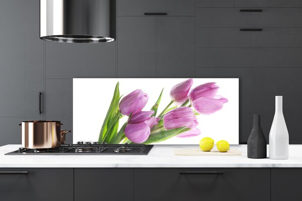 Sklenený obklad Do kuchyne Tulipány kvety rastlina 125x50 cm