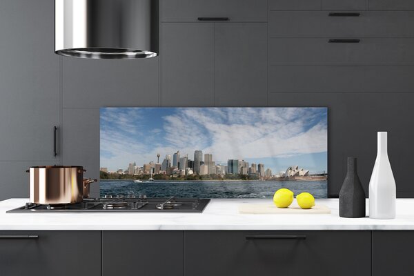 Sklenený obklad Do kuchyne Mesto more domy sydney 125x50 cm