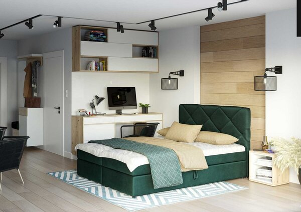 Manželská posteľ s prešívaním KATRIN 180x200, zelená 1