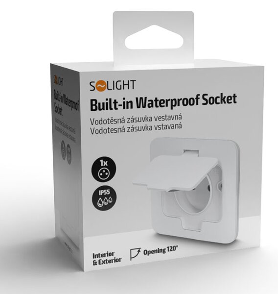 SOLIGHT Vstavaná podlahová zásuvka, IP55, matná biela, obdĺžnikové viečko