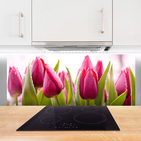 Sklenený obklad Do kuchyne Tulipány kvety rastlina 125x50 cm