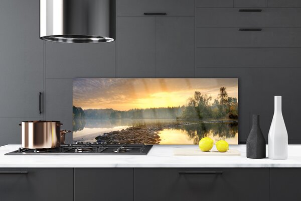 Sklenený obklad Do kuchyne Jazero kamene krajina 125x50 cm