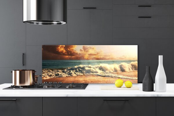 Sklenený obklad Do kuchyne Oceán pláž vlny krajina 125x50 cm