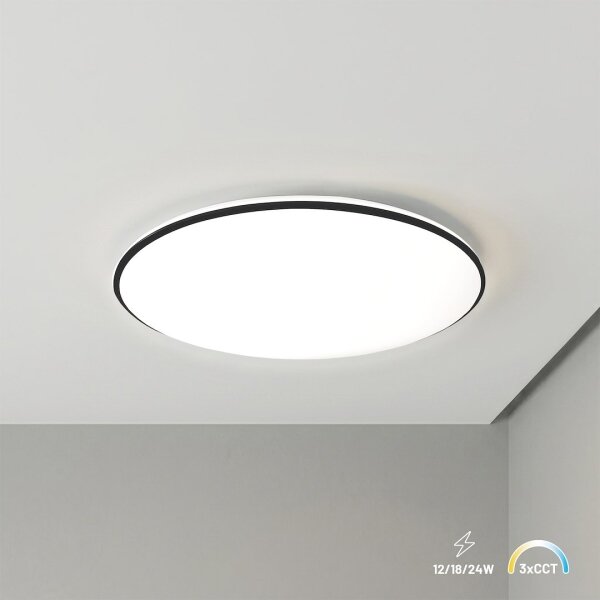 LED stropné svietidlo HUGO LED/12/18/24W/230V 3000/4000/6500K pr. 30 cm IP54 čierne