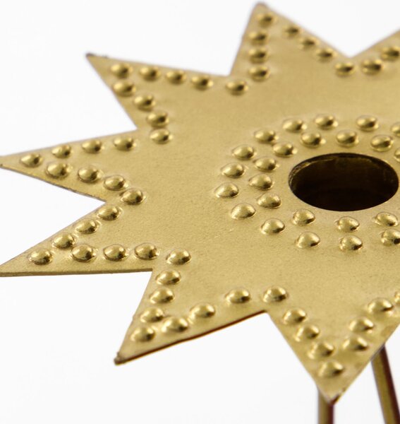 Závesný svietnik na stromček Star Antique Brass – set 6 ks
