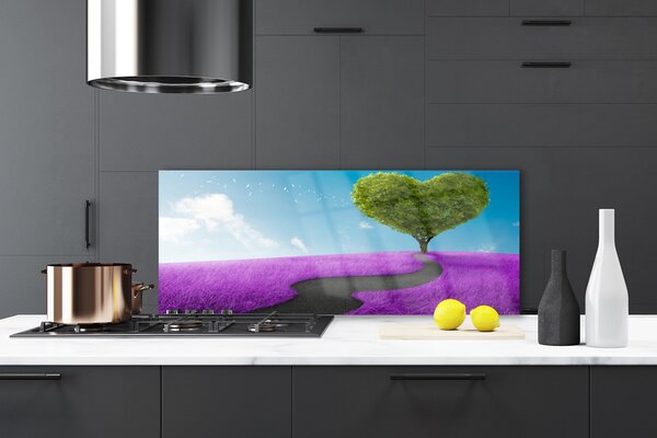 Sklenený obklad Do kuchyne Lúka chodník strom príroda 125x50 cm