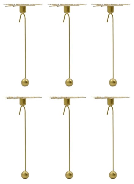 Závesný svietnik na stromček Star Antique Brass – set 6 ks
