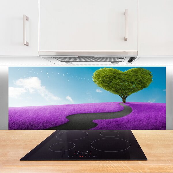Sklenený obklad Do kuchyne Lúka chodník strom príroda 125x50 cm