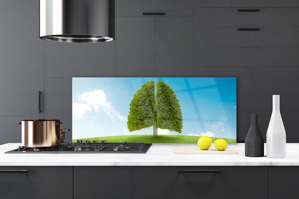 Sklenený obklad Do kuchyne Tráva strom pľúca príroda 125x50 cm