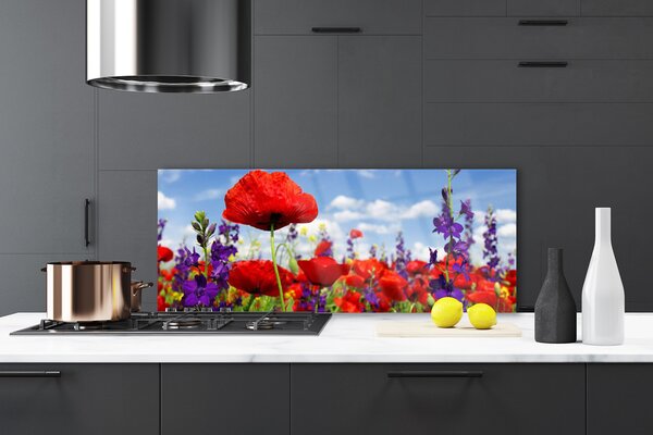 Sklenený obklad Do kuchyne Kvety rastlina príroda 125x50 cm