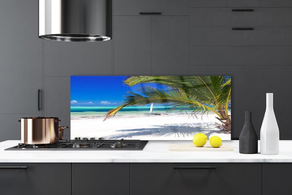 Sklenený obklad Do kuchyne Pláž palma príroda 125x50 cm