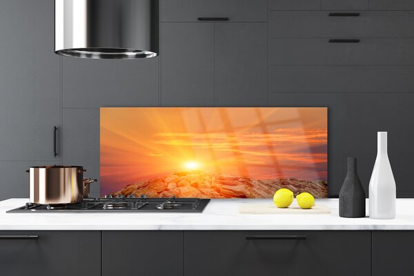 Sklenený obklad Do kuchyne Slnko nebo hora krajina 125x50 cm