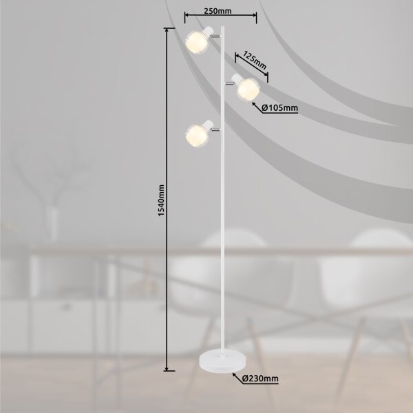 Globo 54309SW - Stojacia lampa TOKKI 3xE14/40W/230V biela