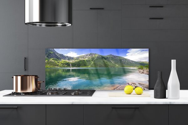 Sklenený obklad Do kuchyne Hora jazero príroda 125x50 cm