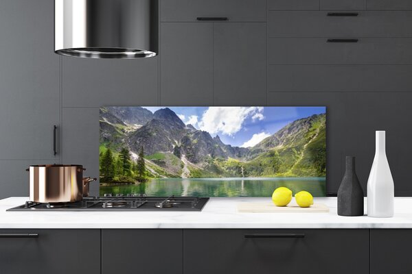 Sklenený obklad Do kuchyne Hora jazero príroda 125x50 cm