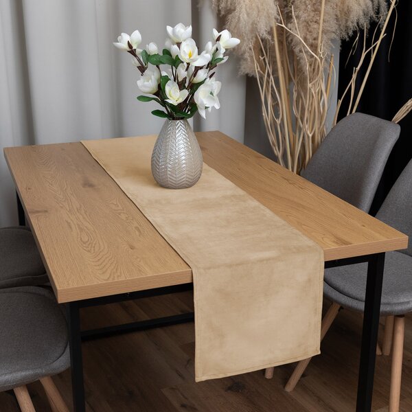 Biante Zamatový behúň na stôl Velvet Prémium SVP-006 Pieskovo béžový 35x120 cm