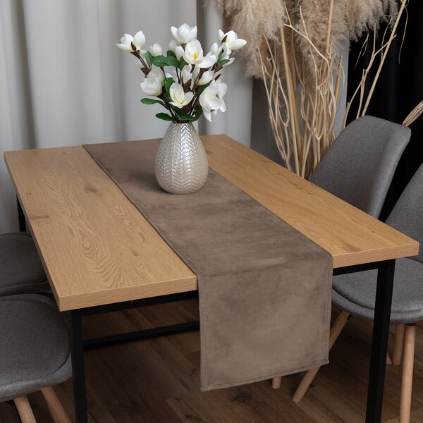 Biante Zamatový behúň na stôl Velvet Prémium SVP-005 Svetlo hnedý 35x120 cm